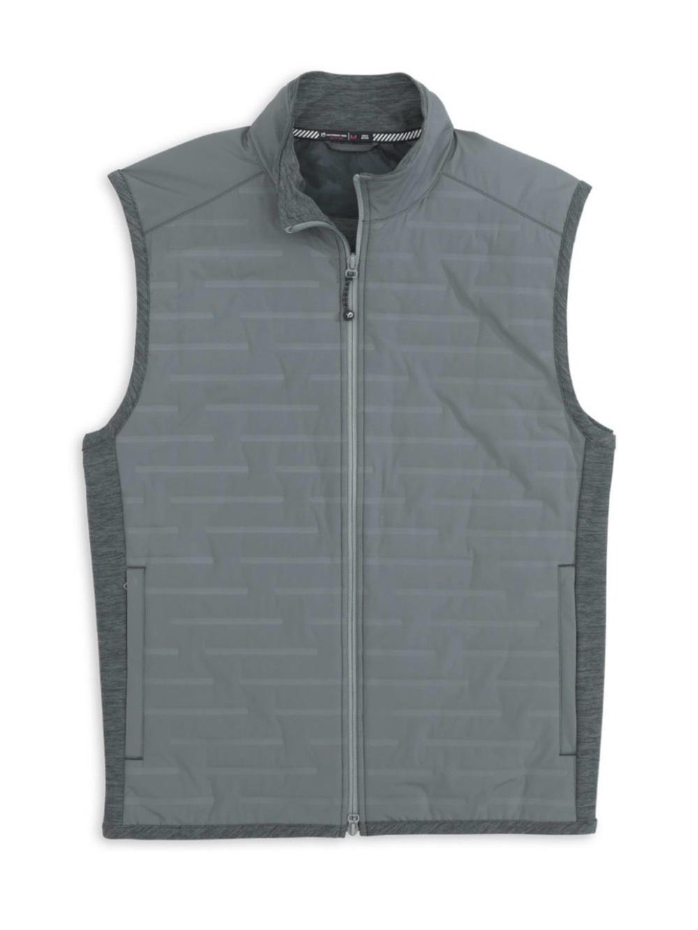 Southern Tide Abercorn Performance Quilted Grey Men's Vest - Full-Zip Layer XXL